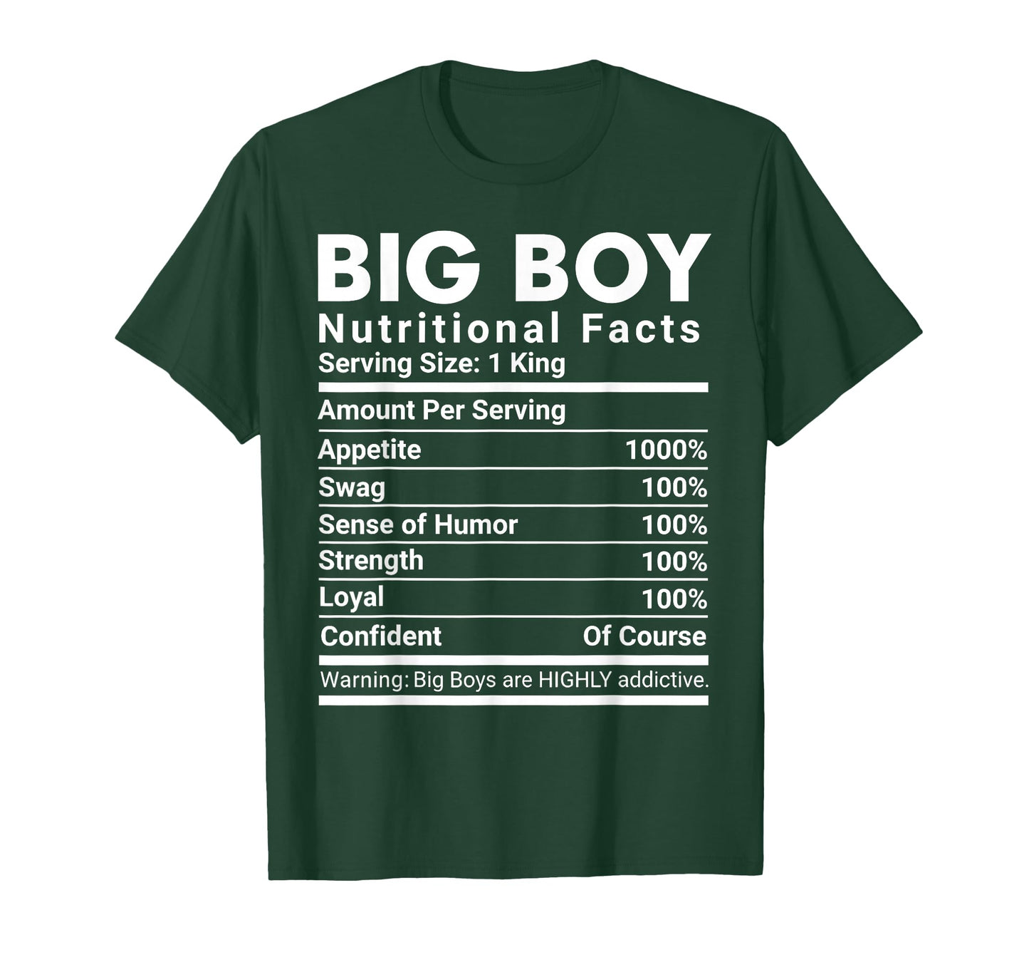 Big Boy Nutritional Facts Swag Confident Men T-Shirt