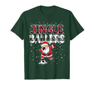 Jingle Ballers Santa Football Christmas Soccer Plaid T-Shirt