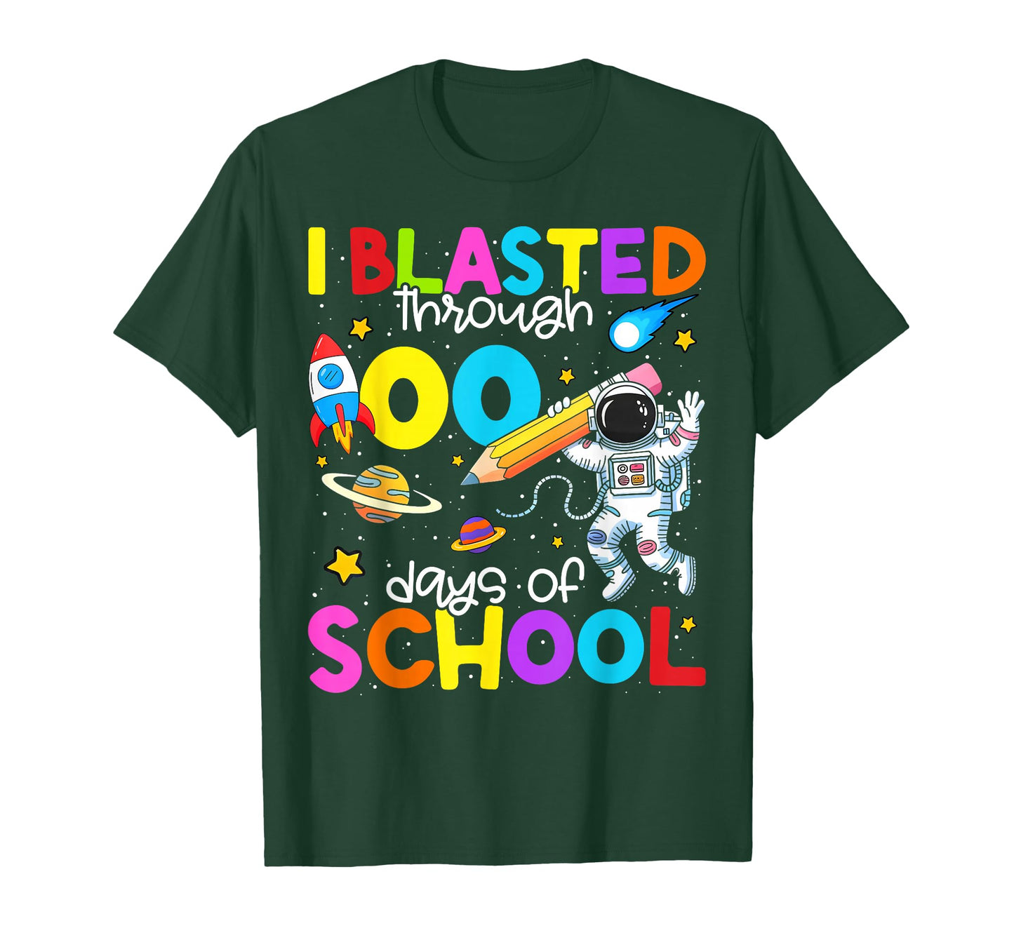 100 Days of School I Blasted Through 100th Day Teacher Kids T-Shirt