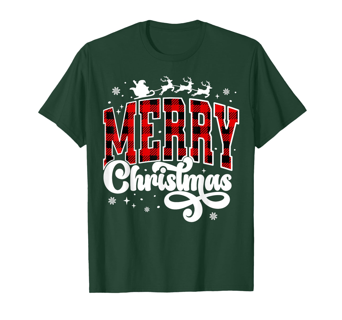 Merry Christmas Buffalo Plaid Red Santa Family Xmas Pajamas T-Shirt