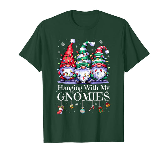 Hanging with My Gnomies Funny Gnome Friend Christmas Pajama T-Shirt