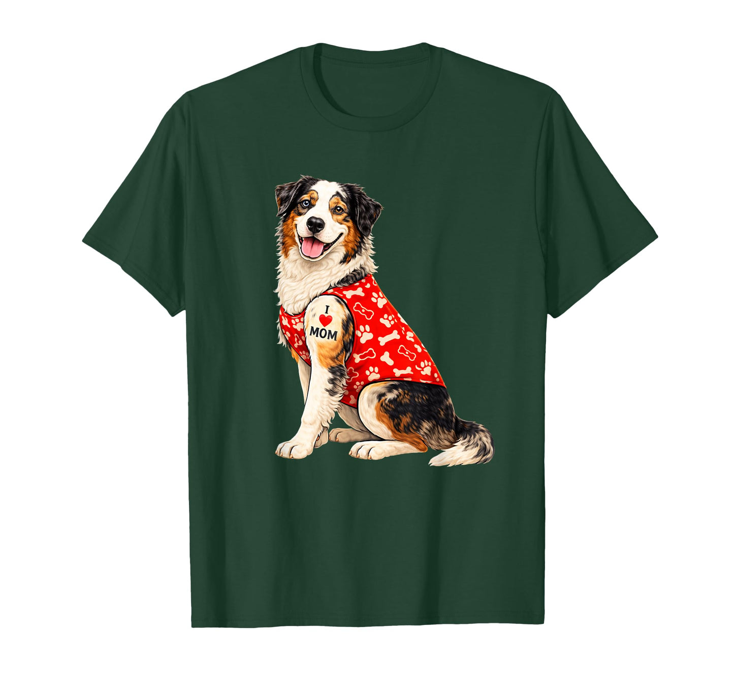Australian Shepherd Mom I Love Mom Heart Tattoo Aussie. T-Shirt