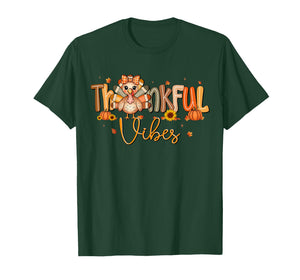 Thankful Vibes Cute Turkey Happy Thanksgiving Women Girls T-Shirt