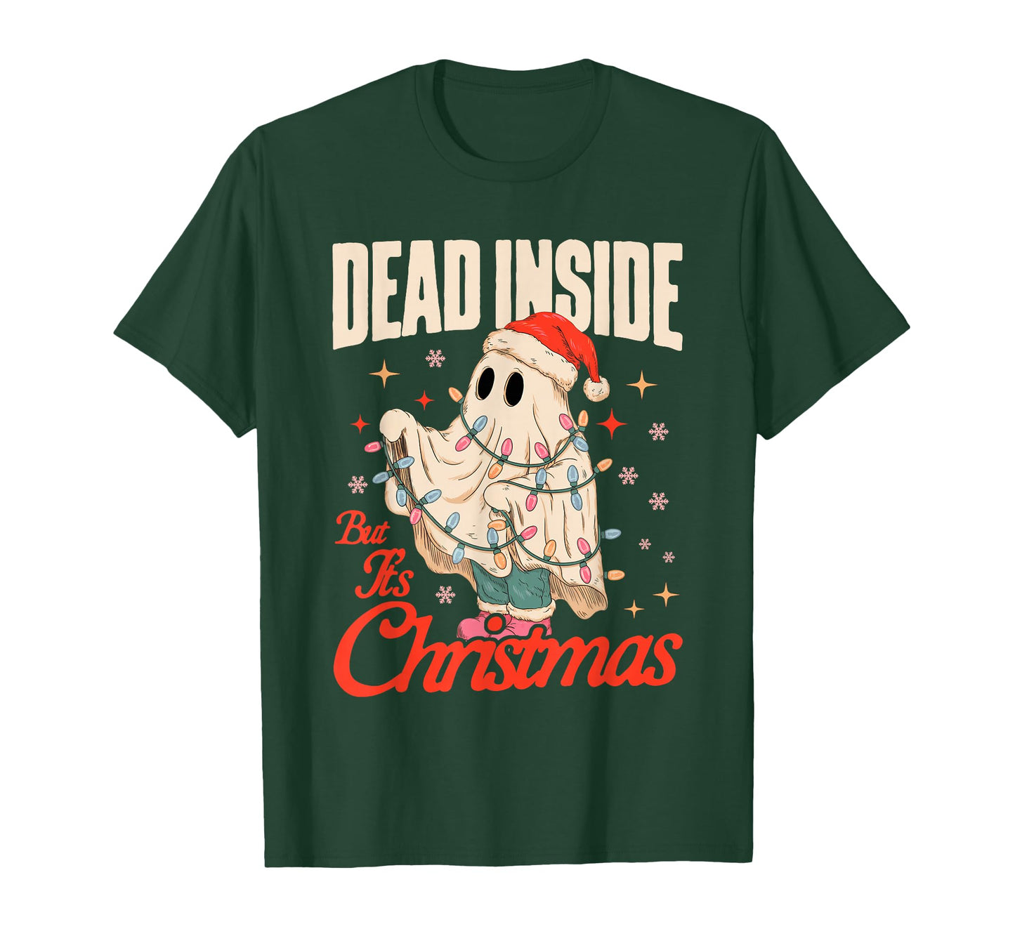 Dead Inside But It's Christmas Funny Christmas Ghost T-Shirt