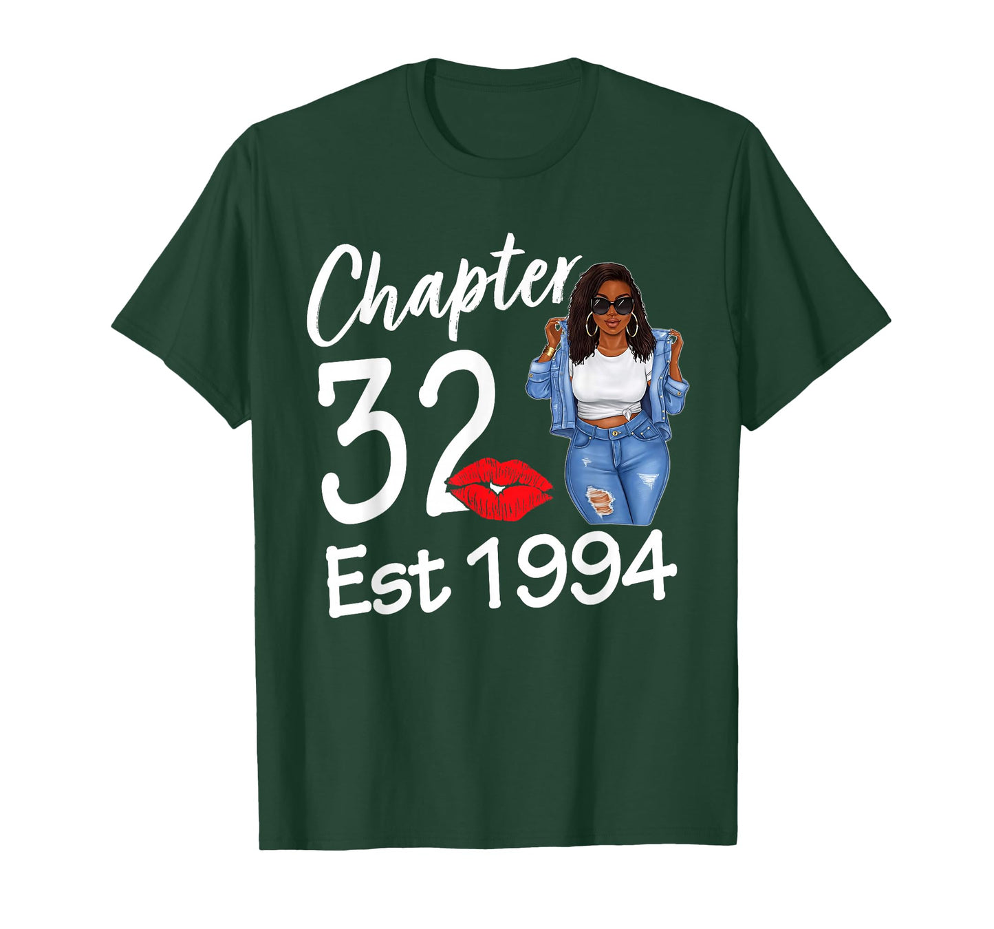 Chapter 32 Est 1994 32nd Birthday Afro Black Queen T-Shirt