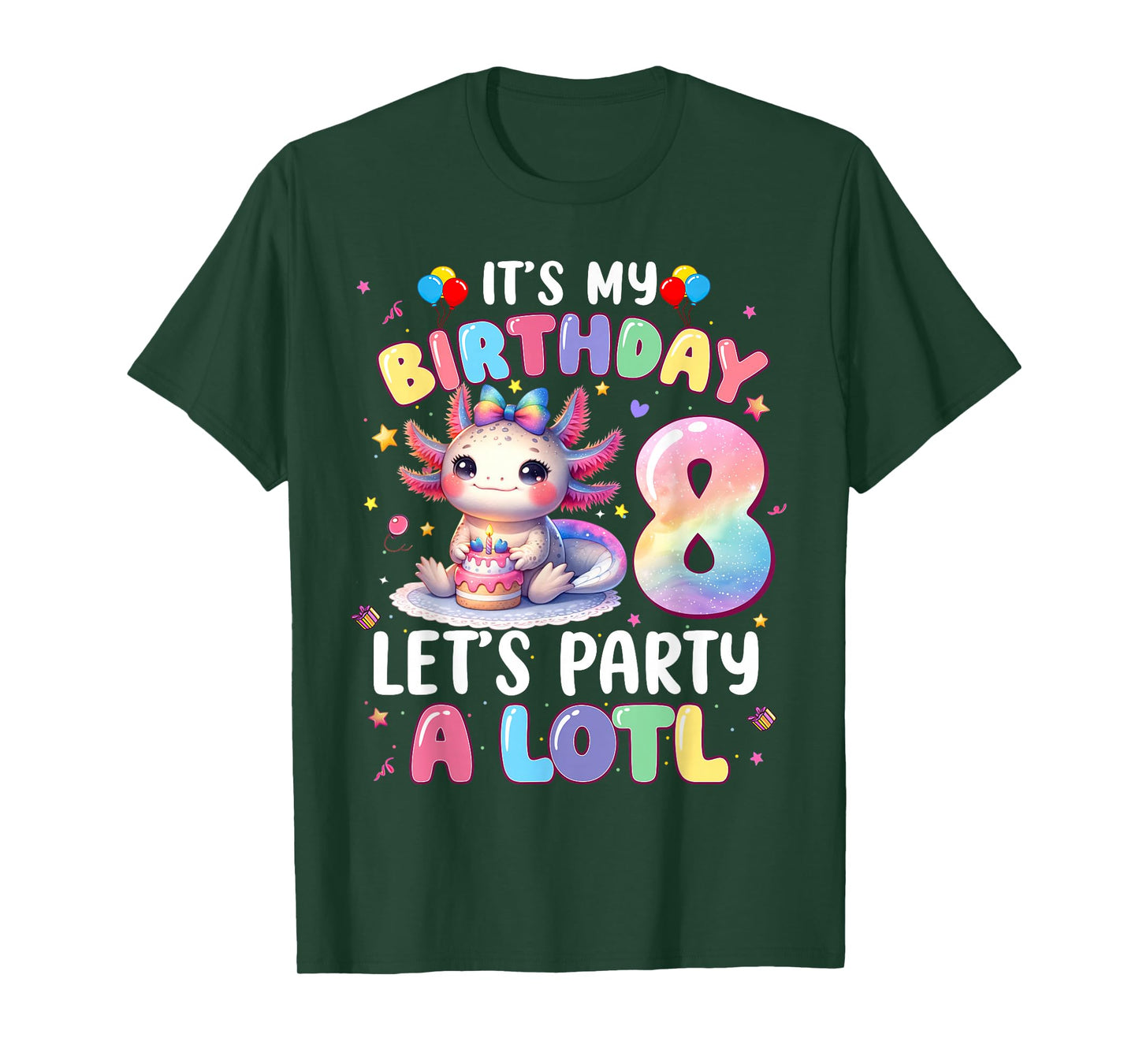 I'm 8th Birthday Girl Cute Axolotl 8 Year Old Bday Kids T-Shirt