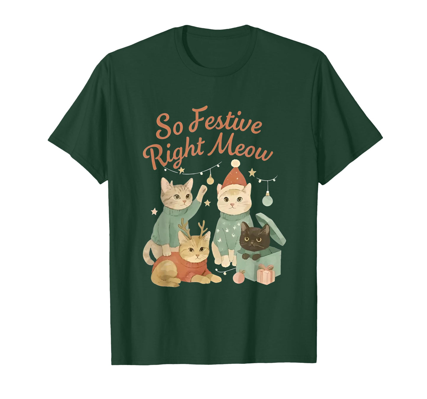 So Festive Right Meow Funny Christmas Santa Cat T-Shirt