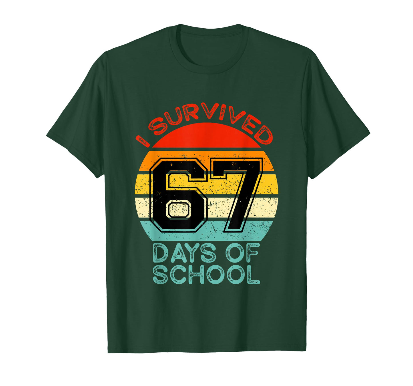 Funny Retro I Survived 67 Days of School Teachers Students T-Shirt