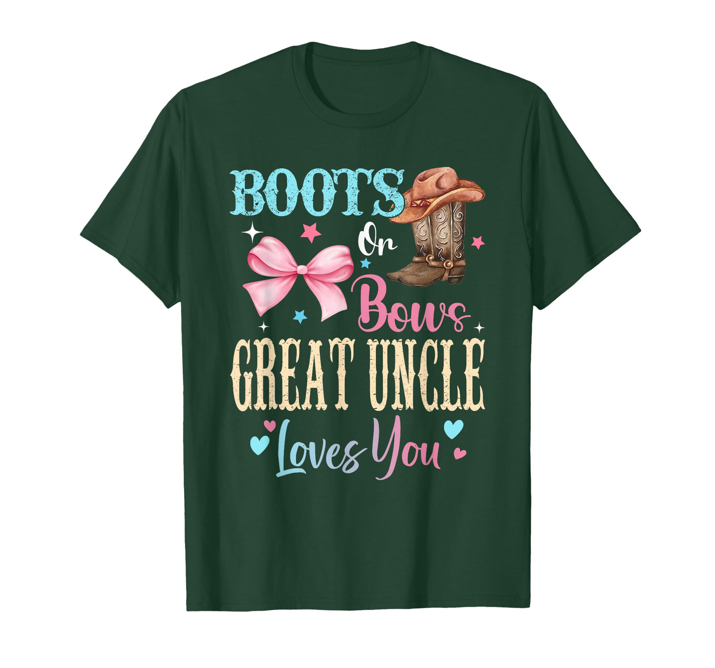 Boots or Bows Great Uncle Loves You Gender Reveal Family T-Shirt