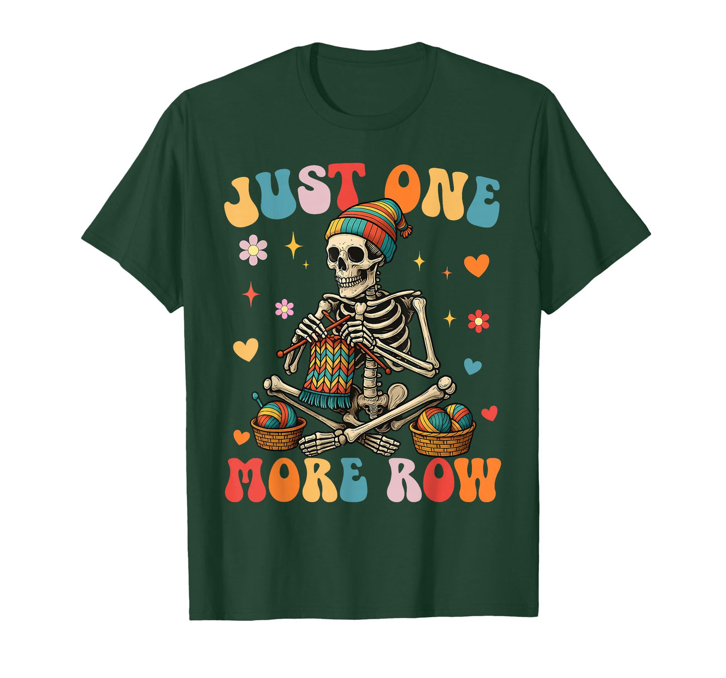 Just One More Row Crochet Skeleton Crocheting Knitting Lover T-Shirt