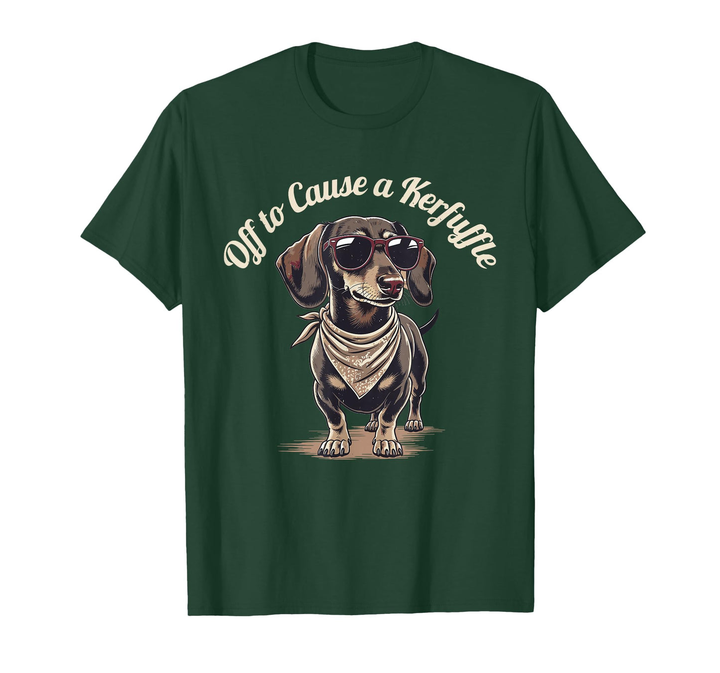 Funny Dachshund Off to Cause A Kerfuffle Retro Wiener Dog T-Shirt