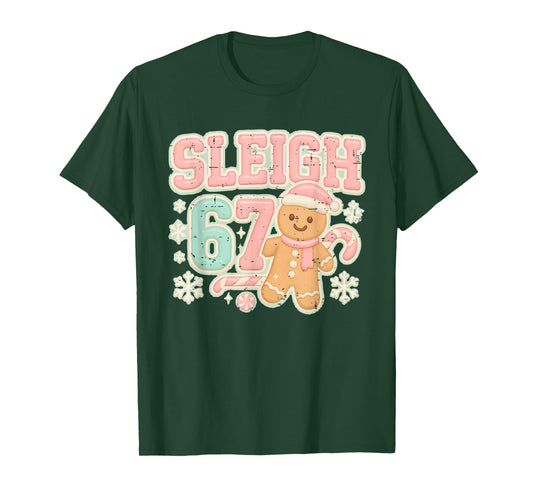 Retro Sleigh 67 Gingerbread Christmas Six Seven Meme 6 7 T-Shirt