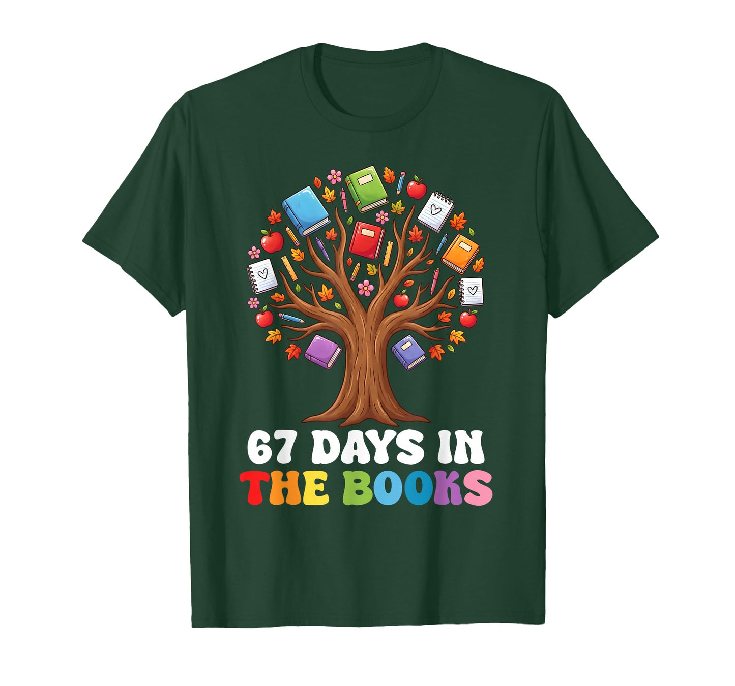 67 Days in The Books Reading Teacher 67th Day of School Kids T-Shirt