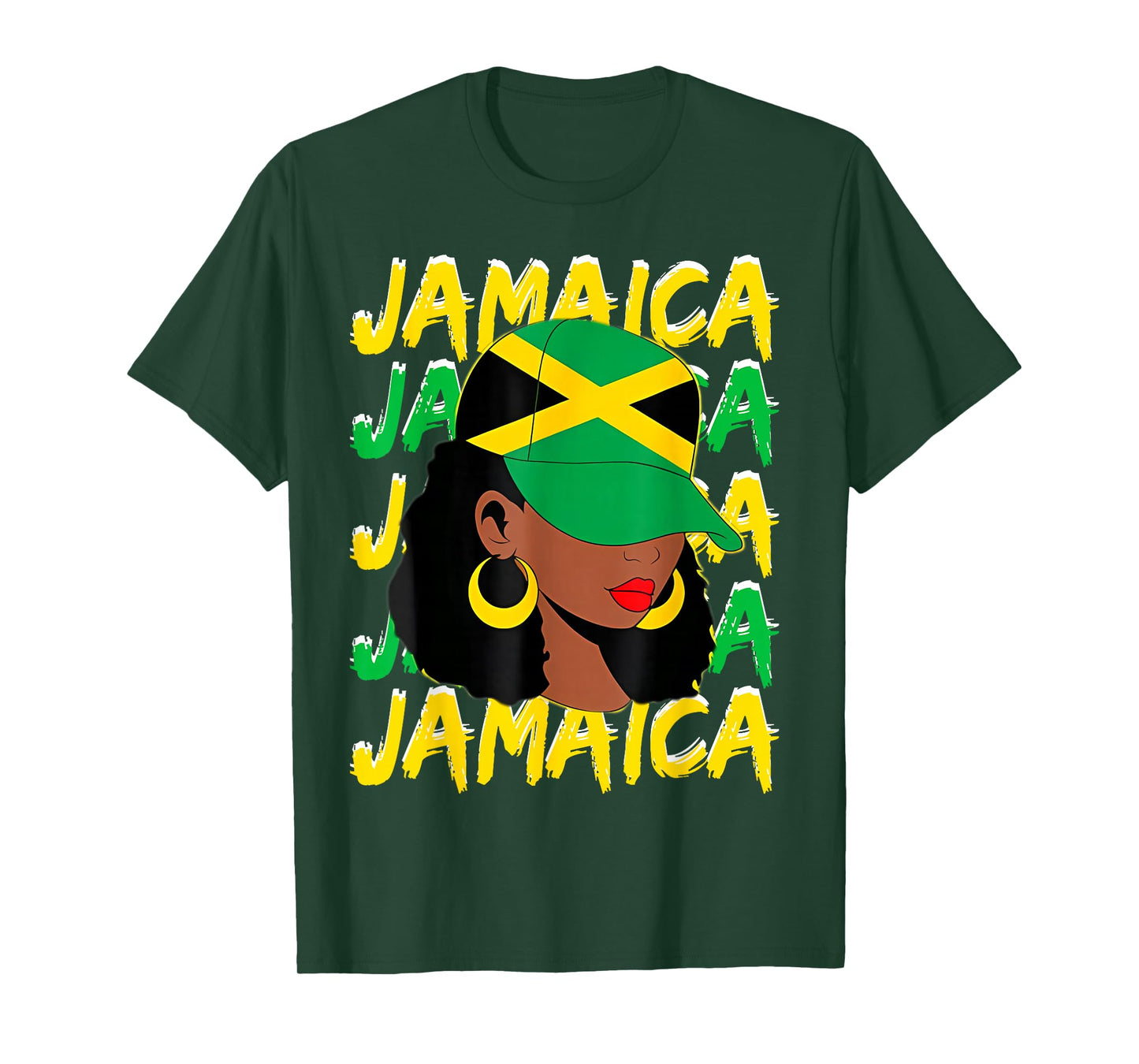 Womens Proud Jamaican Afro Black Woman Jamaica Flag Pride T-Shirt