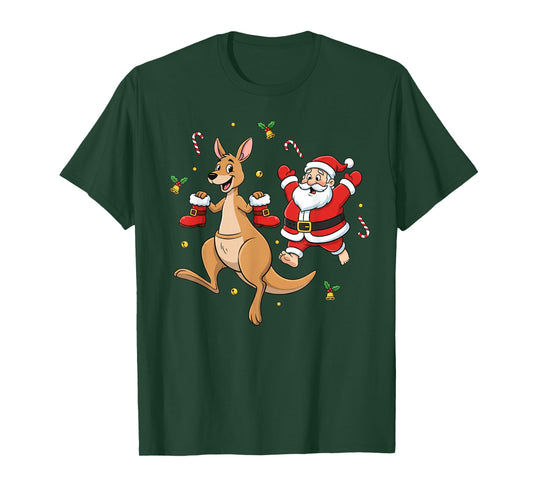 Funny Kangaroo Santa Claus Boots Christmas Womens Mens Kids T-Shirt