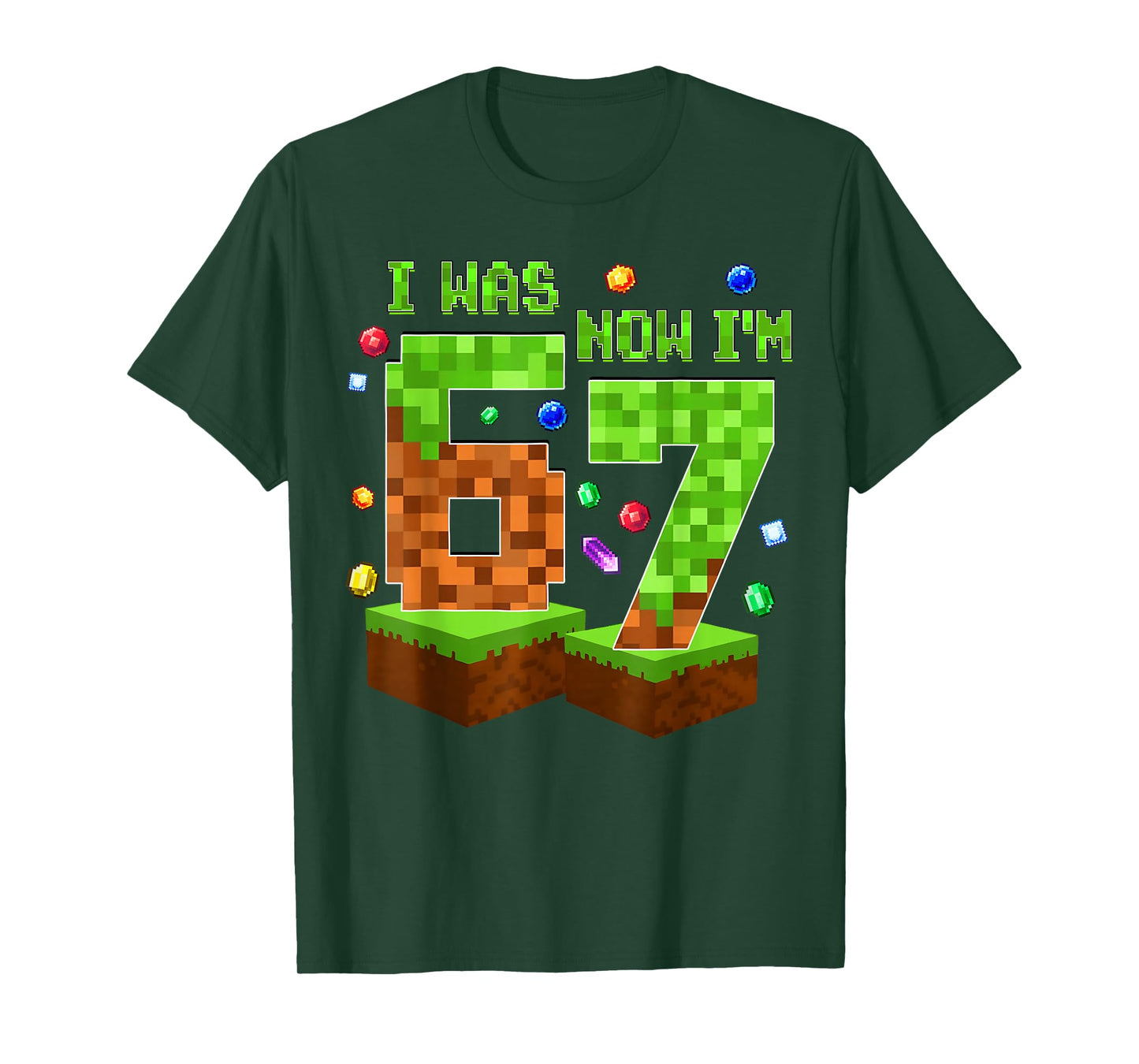 7 Year Old Pixel Birthday Boy I was 6 Now I'm 7 Funny Meme T-Shirt