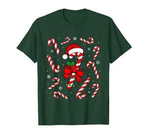 Funny Red and White Candy Cane Xmas Lights Santa Christmas T-Shirt