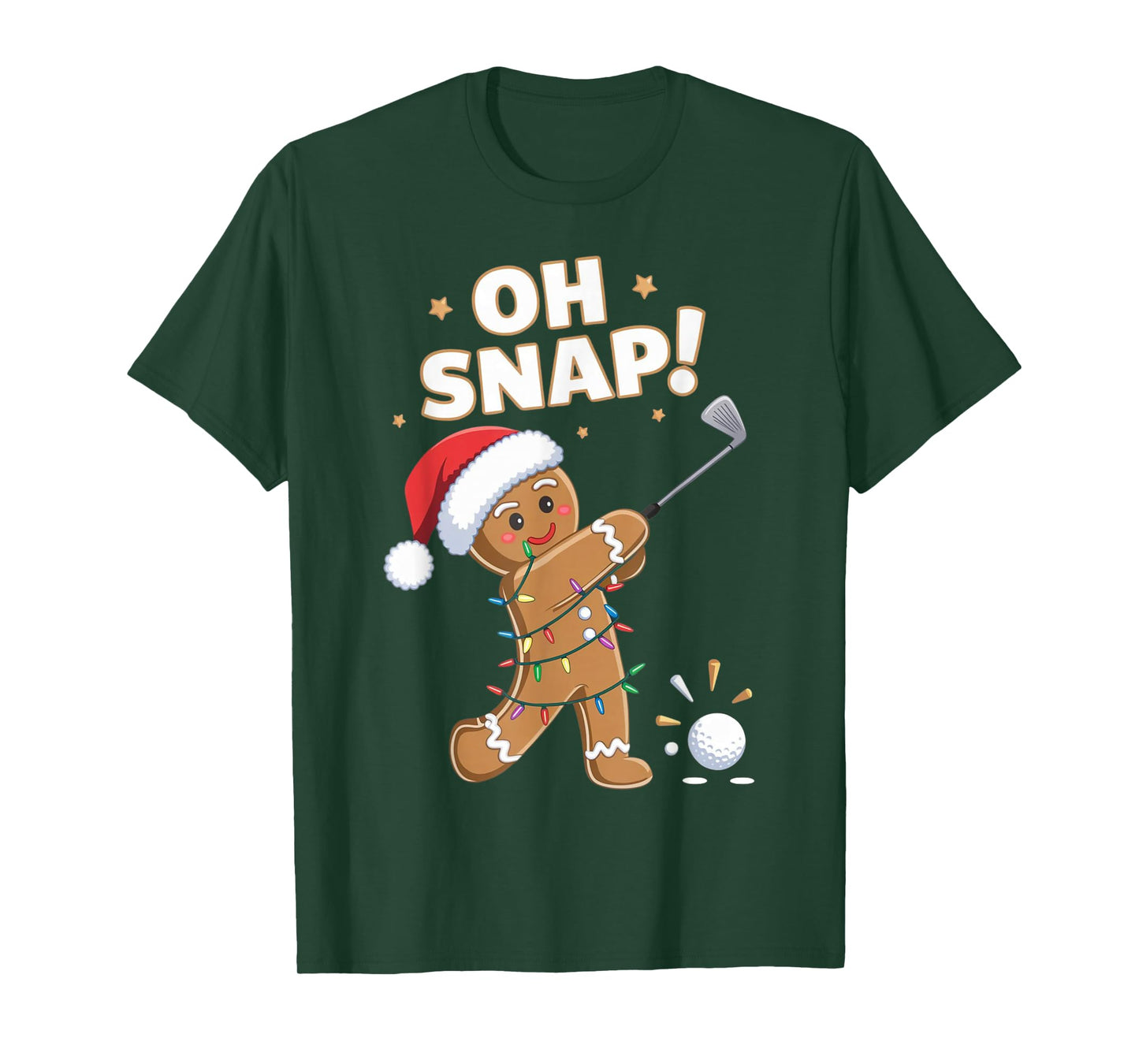 Funny Oh Snap Gingerbread Golf Christmas Holiday Art T-Shirt