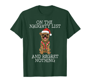 Funny Christmas Brussels Griffon Naughty List T-Shirt