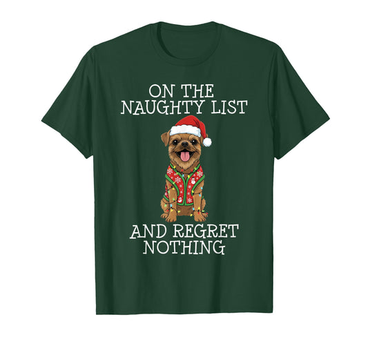 Funny Christmas Brussels Griffon Naughty List T-Shirt