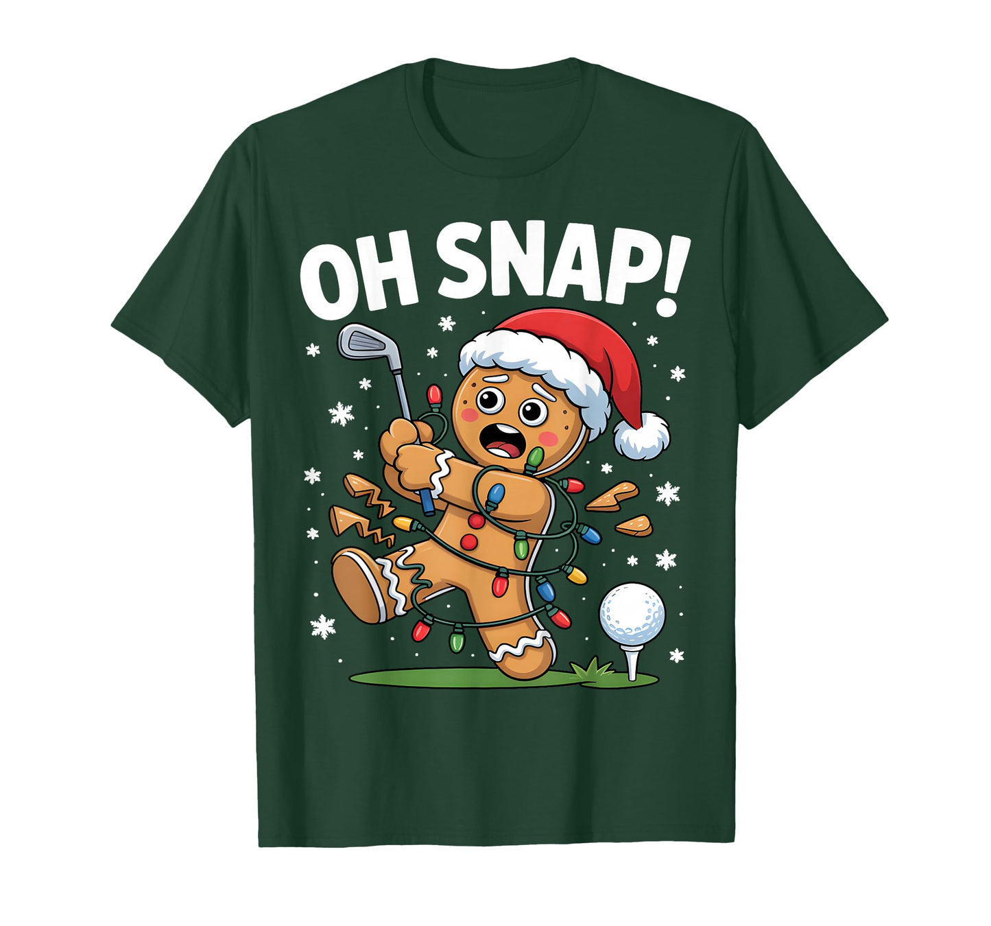 Oh Snap Gingerbreadman Golfer Golf Christmas Golfing T-Shirt
