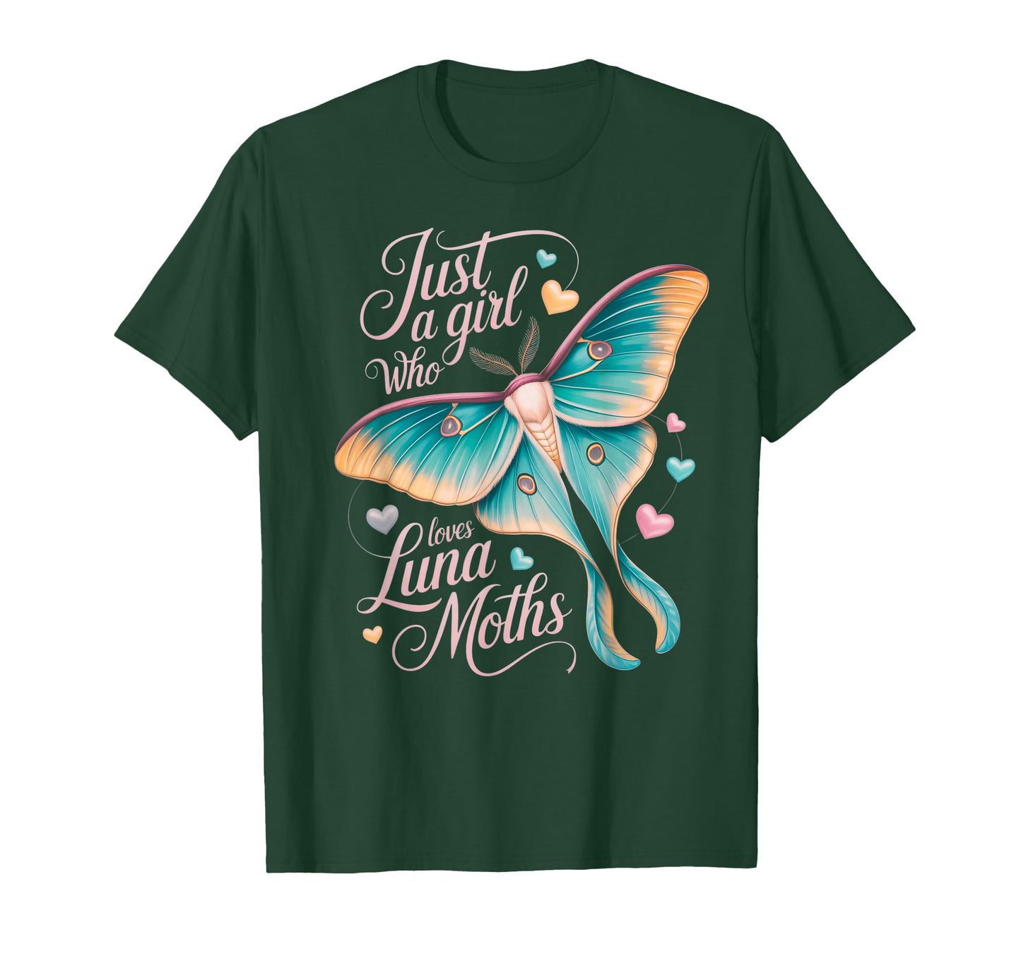 Just A Girl Who Loves Luna Moths Cute Pastel Moth Girl T-Shirt
