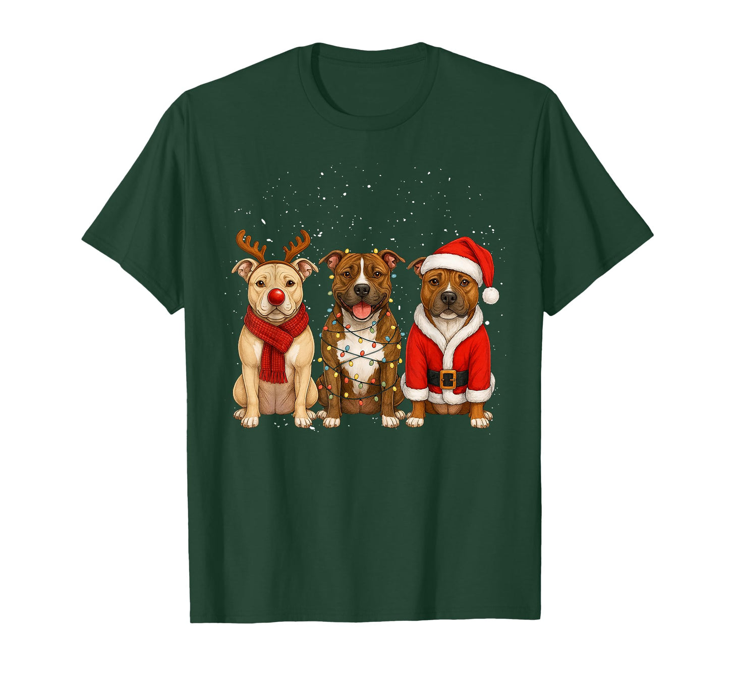 Pitbull Christmas Reindeer Xmas Santa Pittie Dog mom Kids T-Shirt