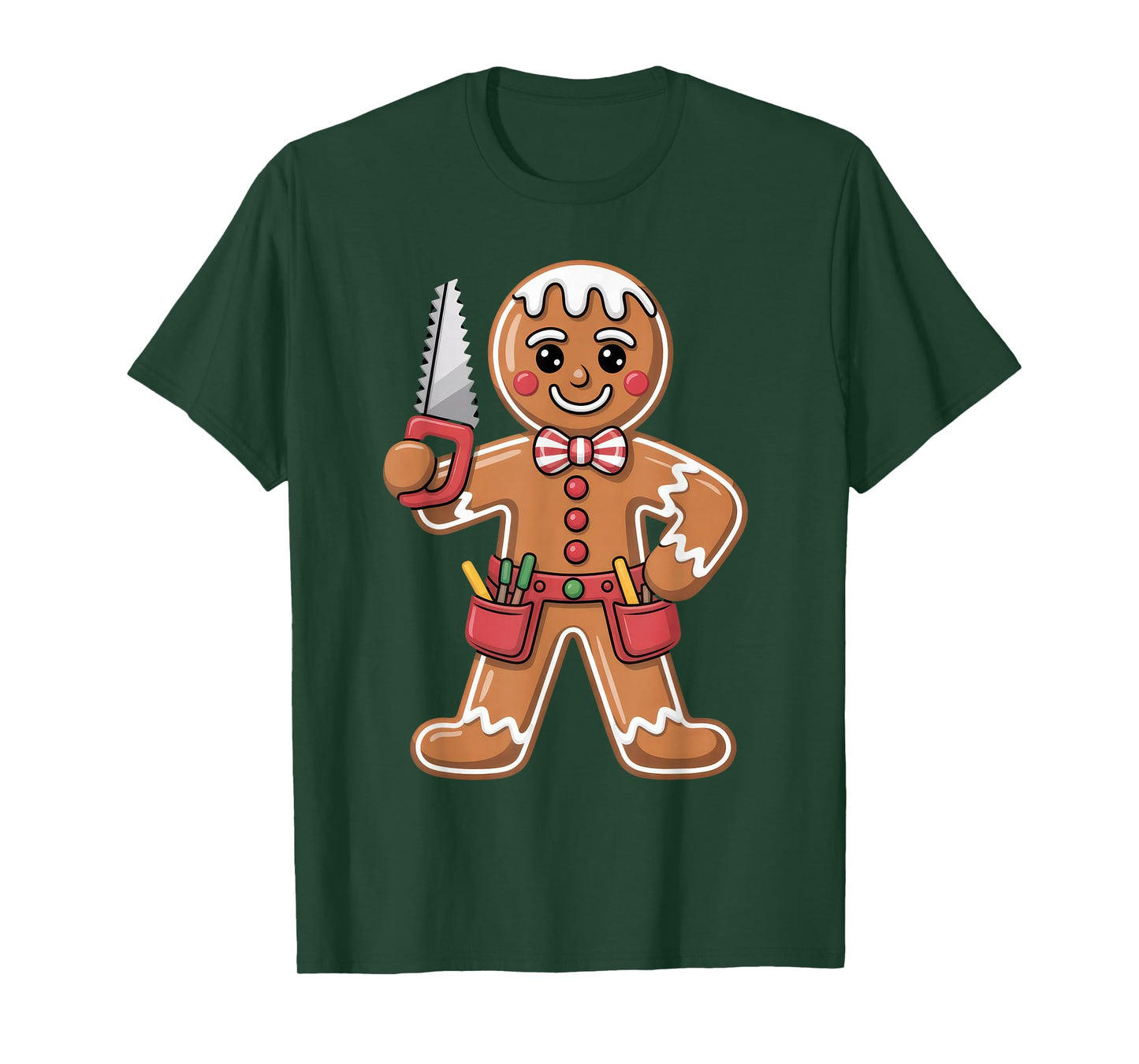 Gingerbread Man Carpenter Cookie Builder Woodworking T-Shirt