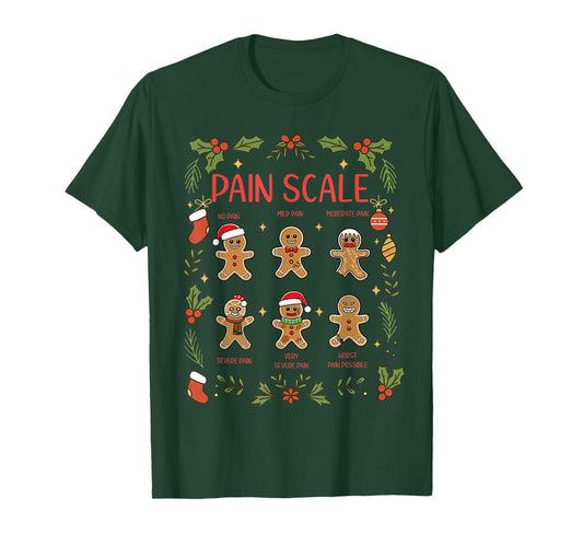 Pain Scale Gingerbread Assessment RN ER Nurse Christmas T-Shirt