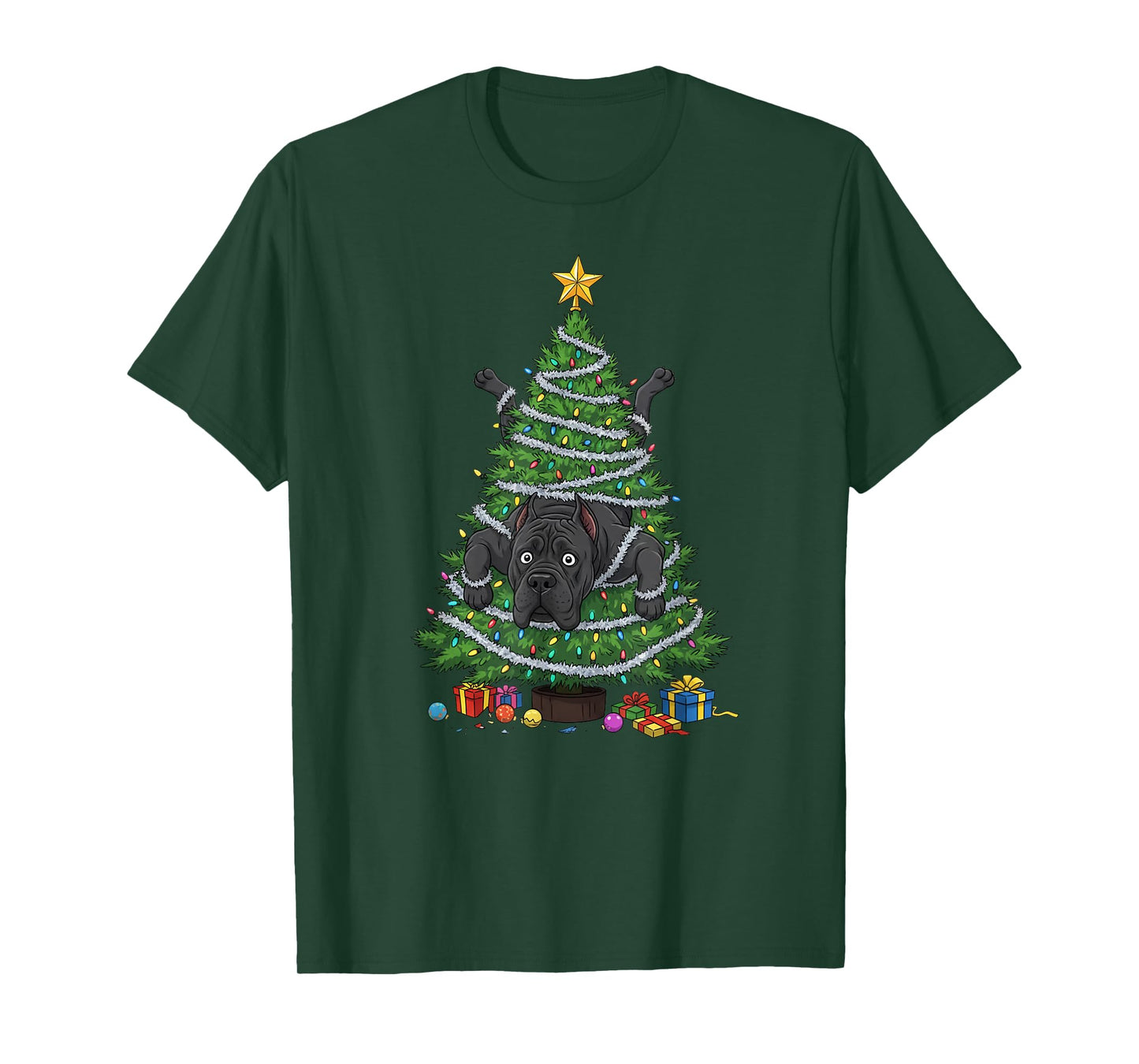 Funny Cane Corso Christmas Tree Lights Kids Mens Womens T-Shirt