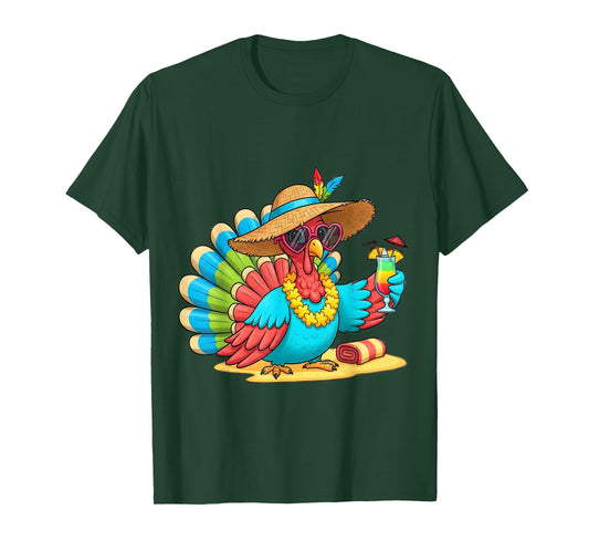 Beach Vacation Turkey Funny Thanksgiving Summer Holiday T-Shirt