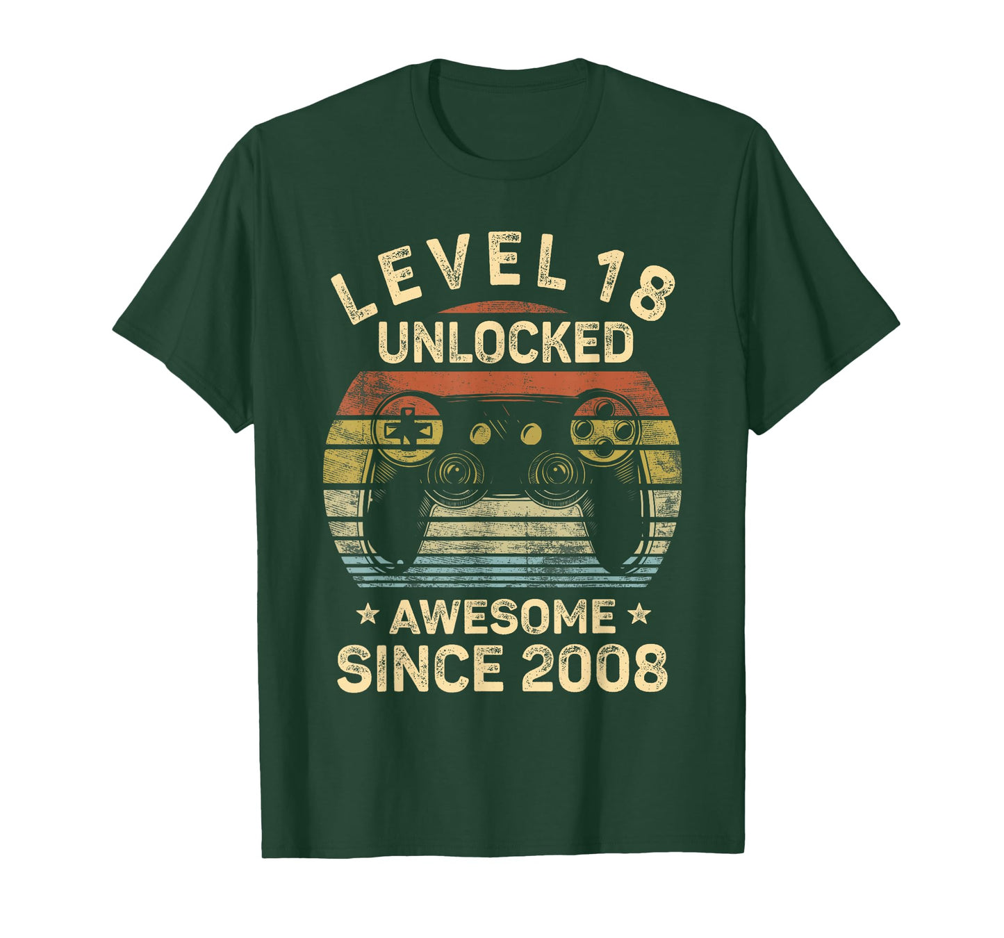 Level 18 Unlocked Awesome Since 2008 18th Birthday Gaming T-Shirt