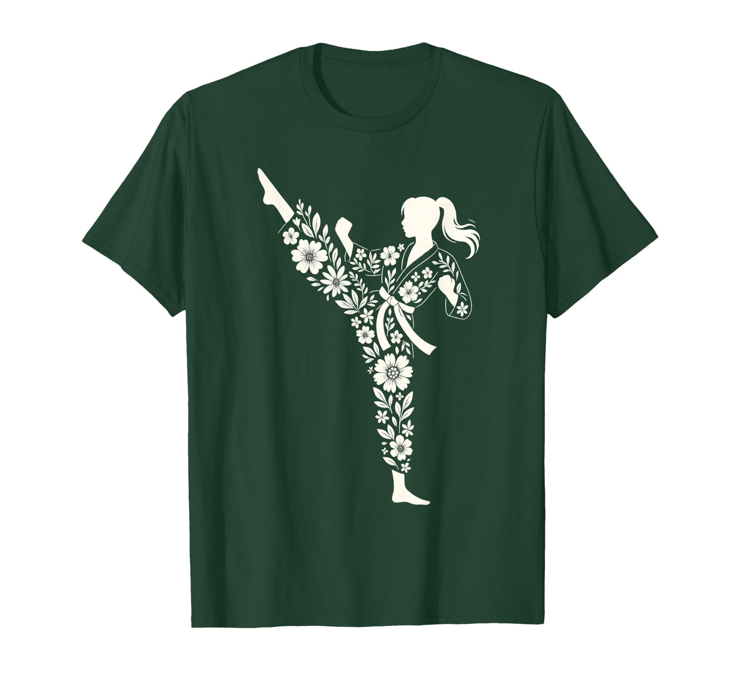 Taekwondo Girl Floral Martial Arts Kids Women Girls Karate T-Shirt