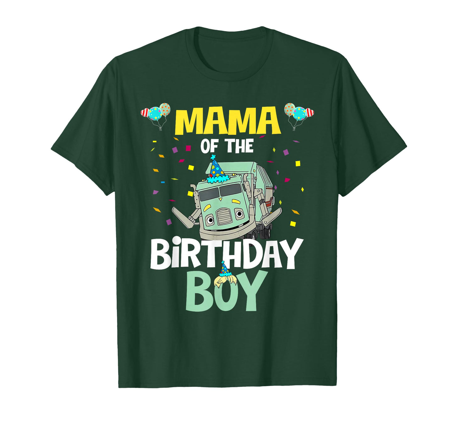Mama of The Birthday Boy Garbage Truck Recycling Trash T-Shirt