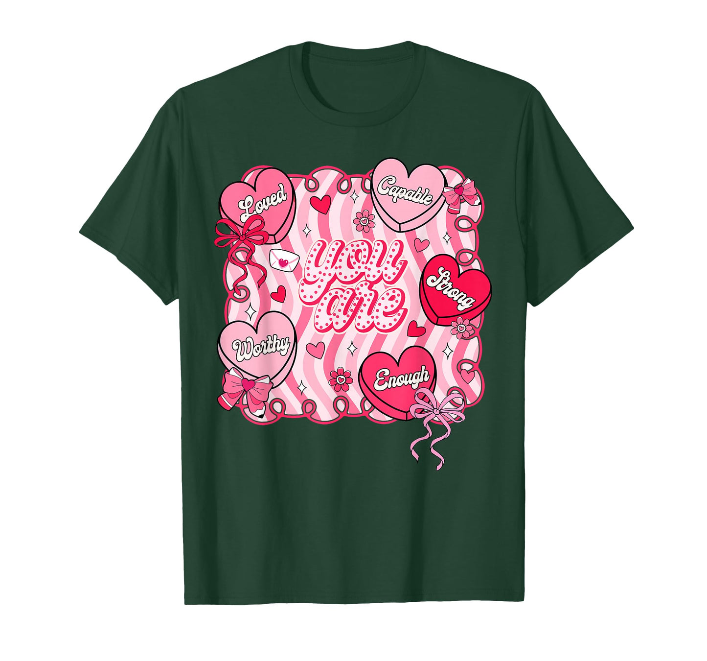 Valentine Preppy You are Loved Worthy Enough Heart Teacher T-Shirt