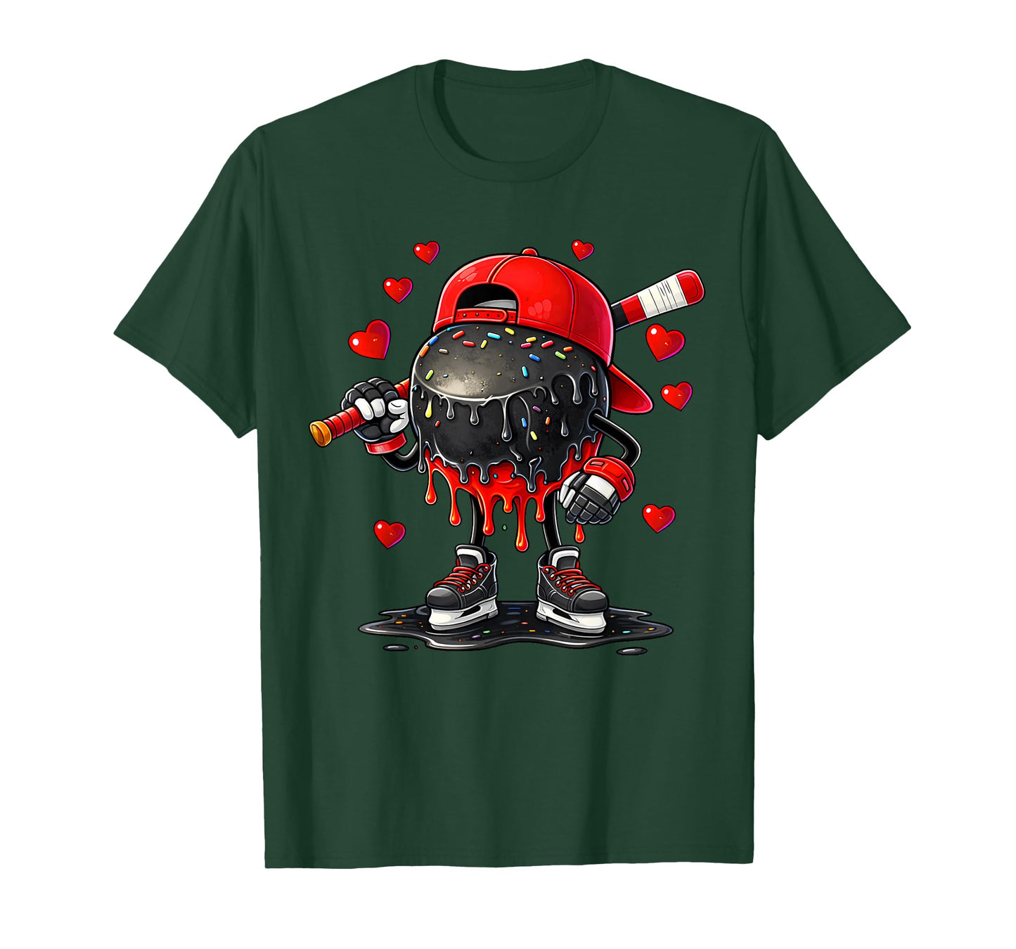 Valentine Hockey Heart Drip Sport Love Valentines Day Boys T-Shirt