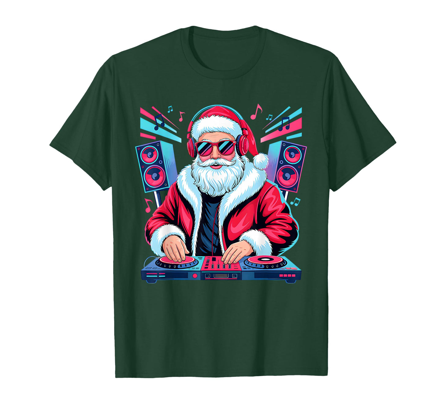 Christmas Santa DJ Turntable Music Lover Funny Xmas Pajamas T-Shirt