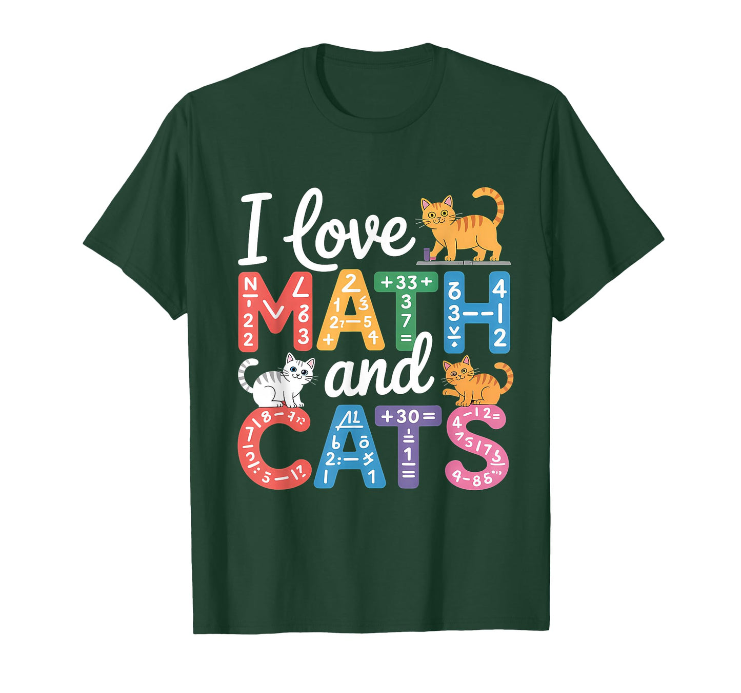 Math Cat Lover Funny Math Teacher I Love Math and Cats T-Shirt