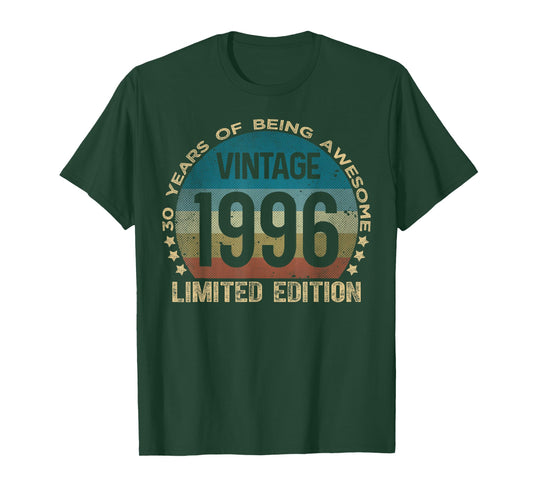 30 Year Old Gifts Vintage 1996 Limited Edition 30th Birthday T-Shirt