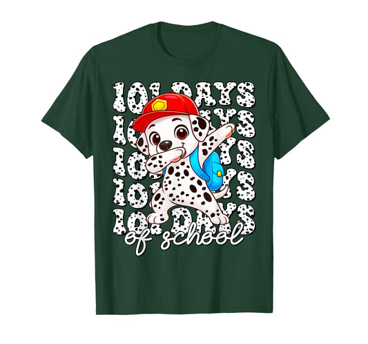 100 Days of School Dabbing Dalmatian Dog Boys Kids 100th Day T-Shirt