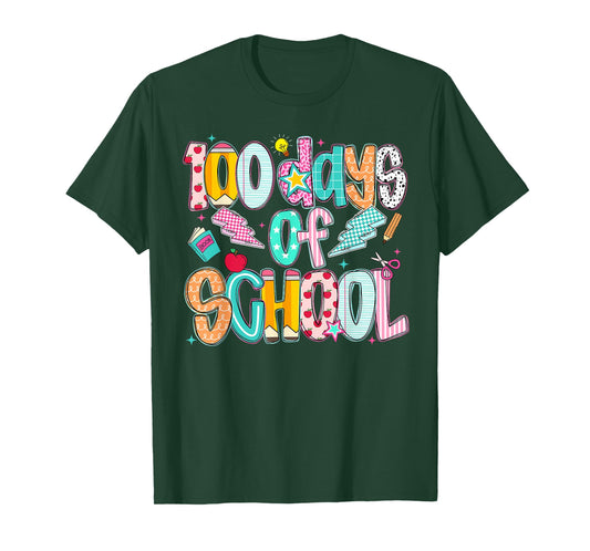 Happy 100 Days of School Student Teacher Kids Groovy Retro T-Shirt