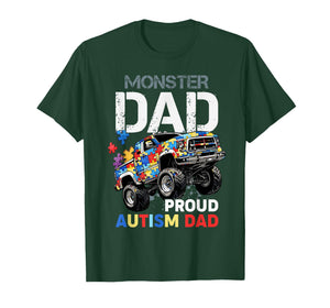 Proud Autism Monster Dad Truck Puzzle Awareness Month Design T-Shirt