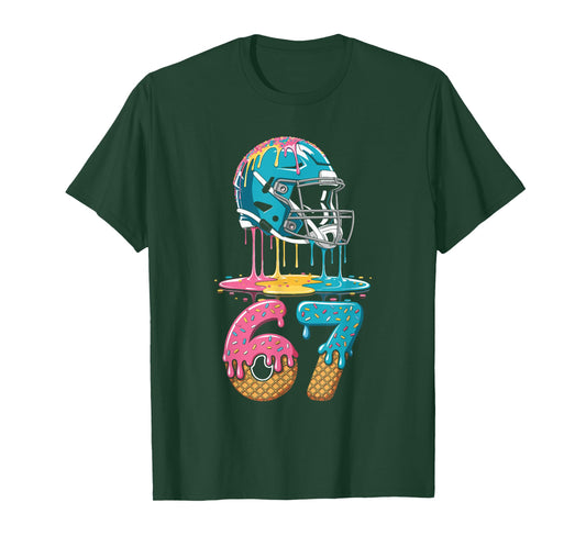 67 Player 67th Birthday Ice Cream American Football Drip 67 T-Shirt