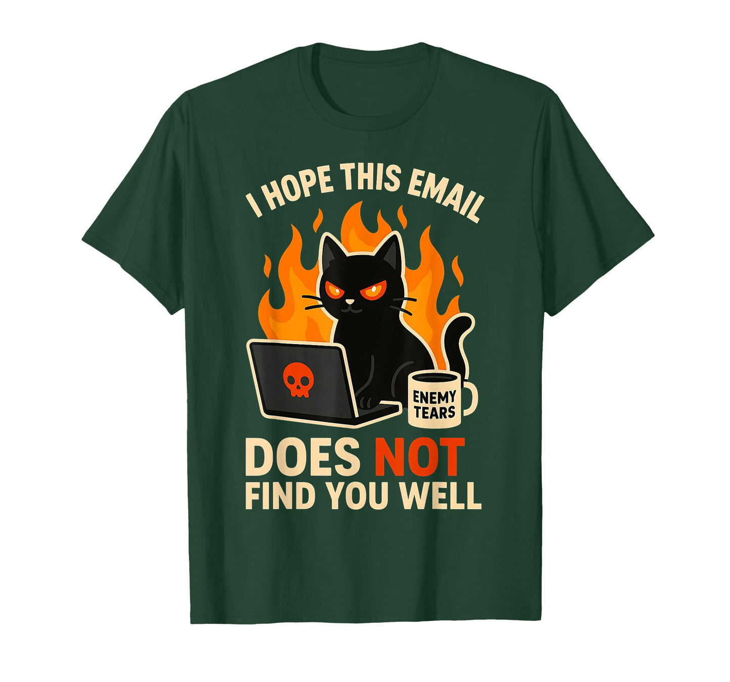 Sarcastic Office Work Email Humor Cat Coffee Funny Graphic T-Shirt