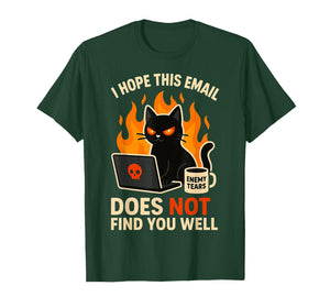 Sarcastic Office Work Email Humor Cat Coffee Funny Graphic T-Shirt