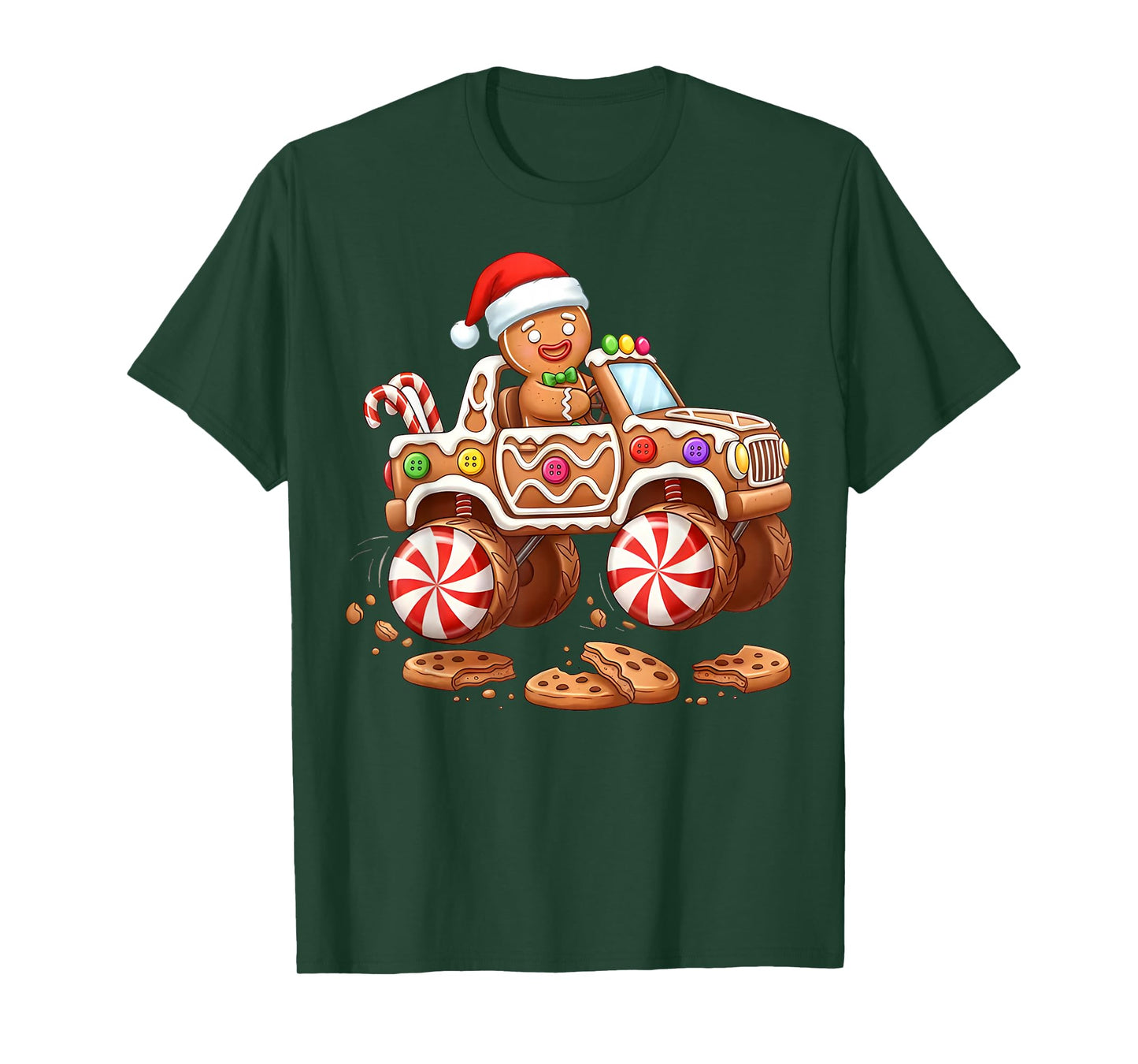 Gingerbread Monster Truck Funny Christmas Toddler Boy Kids T-Shirt