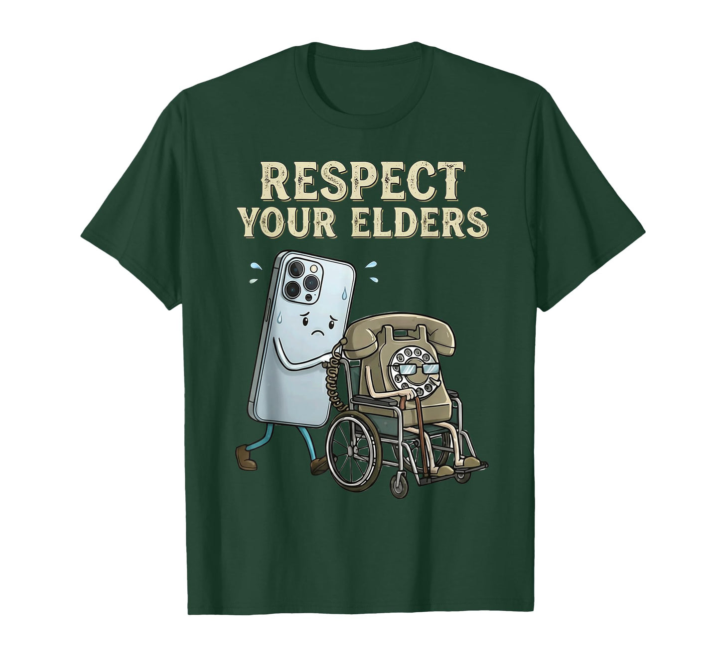 Respect Your Elders Retro Smartphone Technology Humor T-Shirt