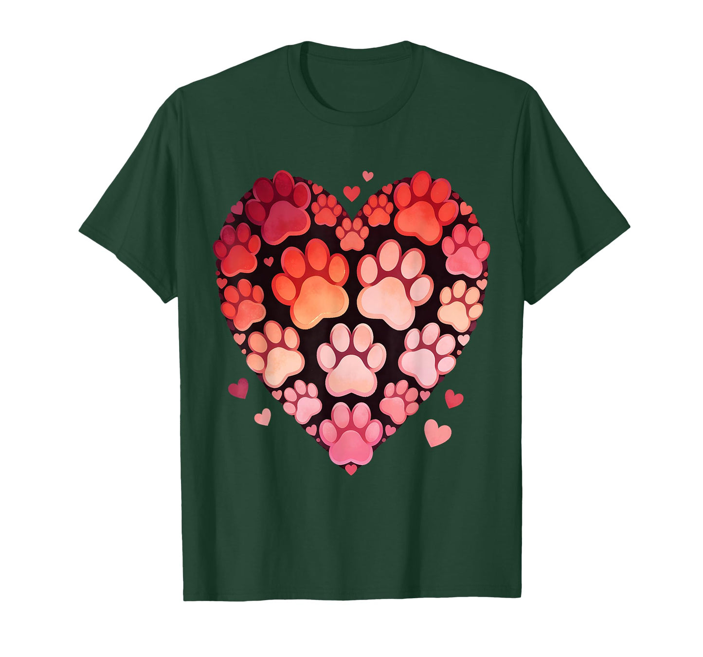 Hearts Cute Paw Valentine Dog and Happy Valentines Cat Lover T-Shirt