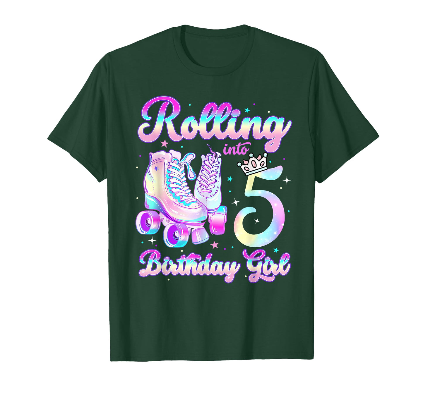 Kids Rolling Into 5 Roller Skating 5th Birthday Girls Party T-Shirt