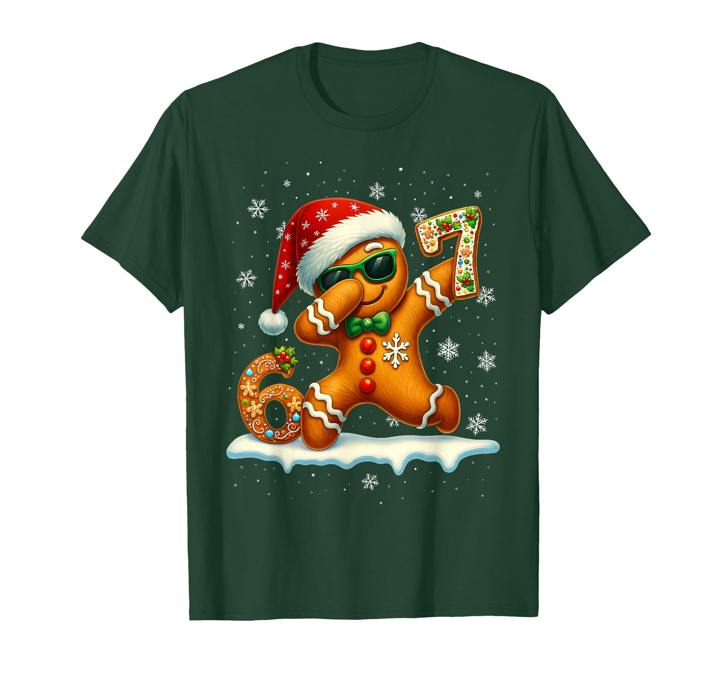 Funny Gingerbread Six Seven 67 Ice Cream Drip Christmas Boys T-Shirt